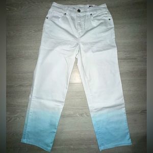 White and blue ombré ankle jeans